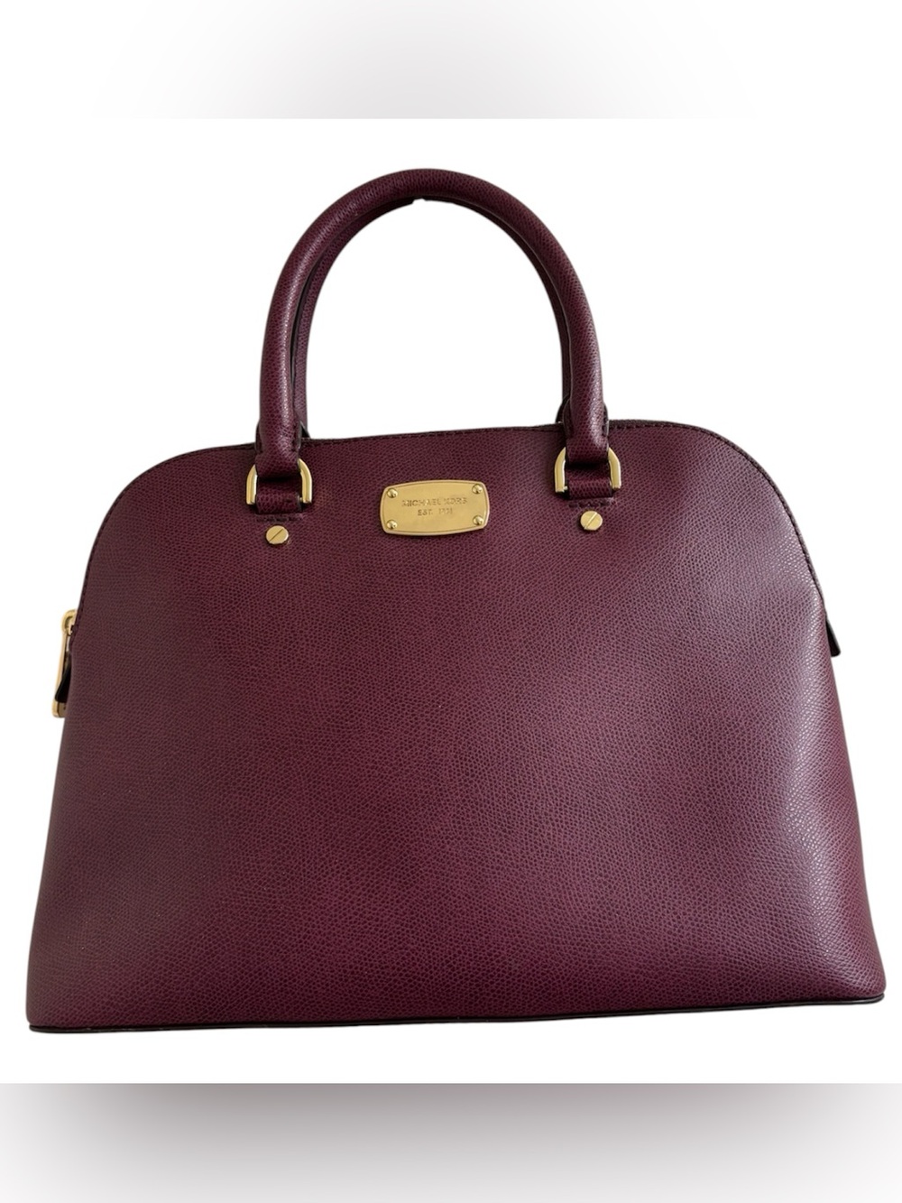 Michael Kors plum pebbled leather Cindy domed satchel